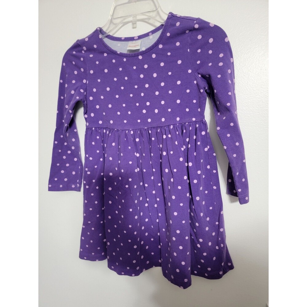 Hanna Anderson Purple w/polka Dot 3/4 sleeve dress for Girls Sz 5